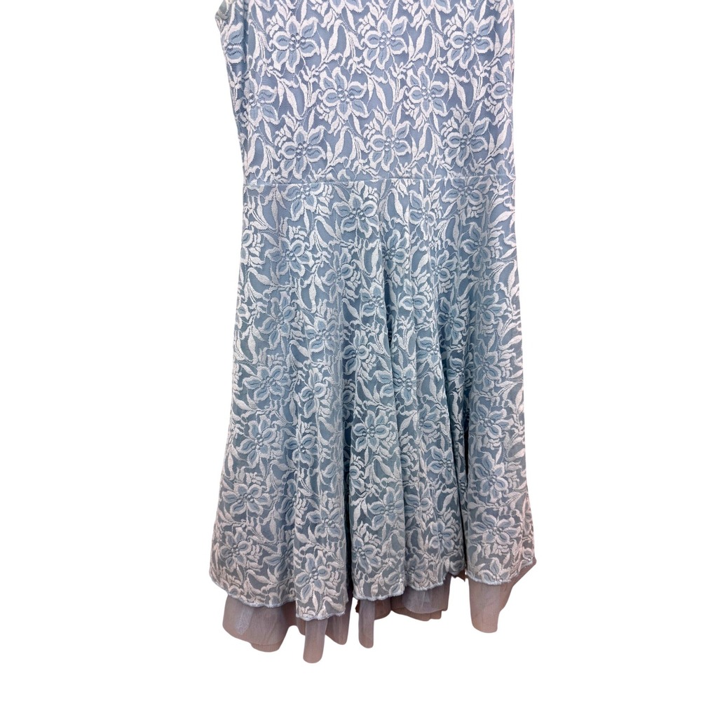Disney Cinderella Light Blue Floral Lace Ruffle Dress Tulle Hem Womens M - Picture 5 of 8